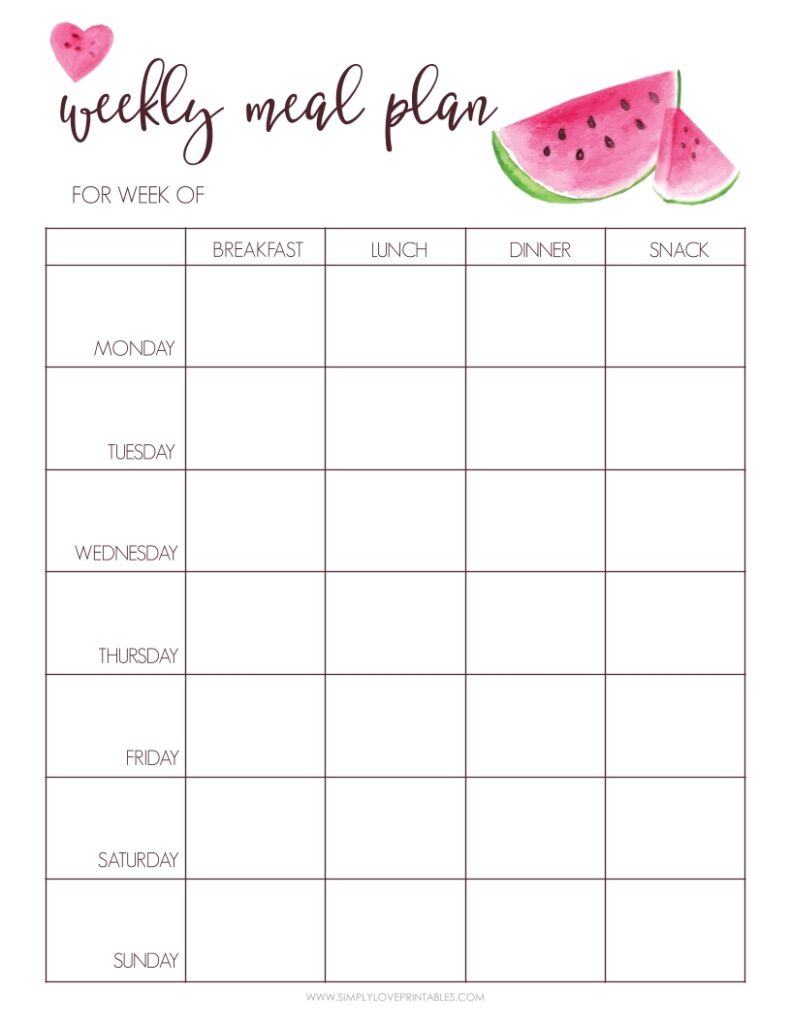 August Add-On - Watermelon Weekly Meal Plan