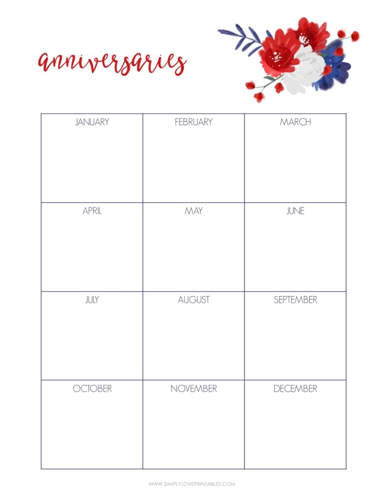Red Blue And White Flower Anniversaries