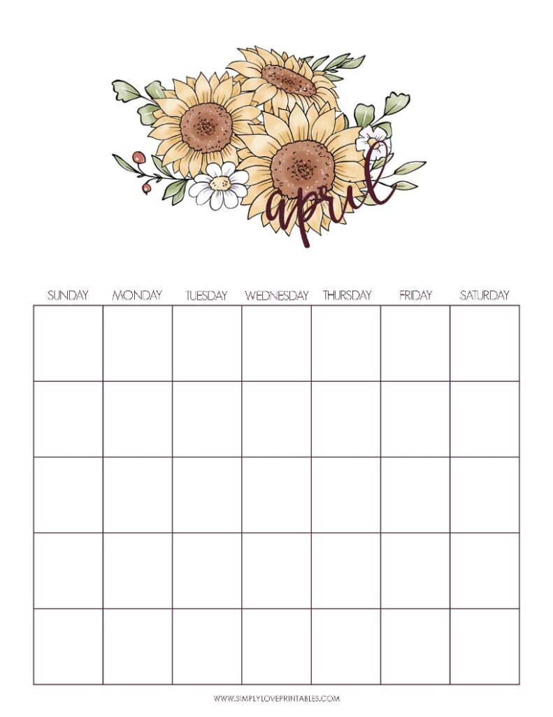 September Add On - Fall April Undated Calendar