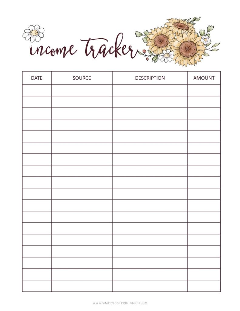 September Add On - Fall Income Tracker