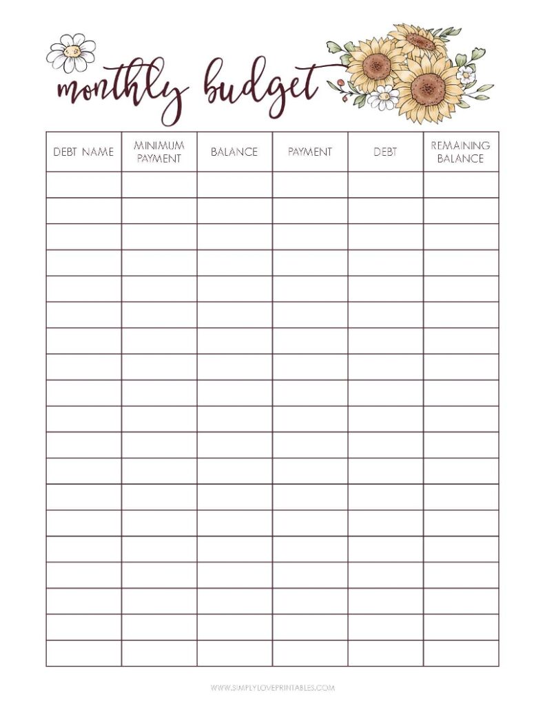 September Add On - Fall Monthly Budget