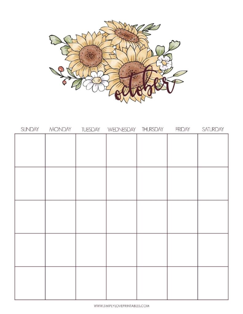 September Add On - Fall October Undated Calendar