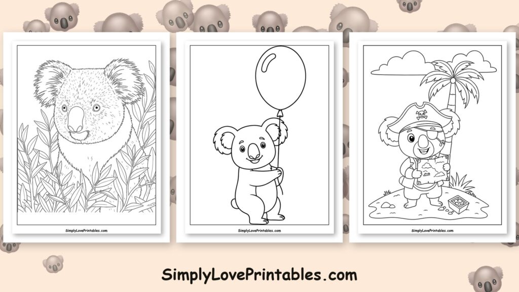 koala coloring pages printable collection