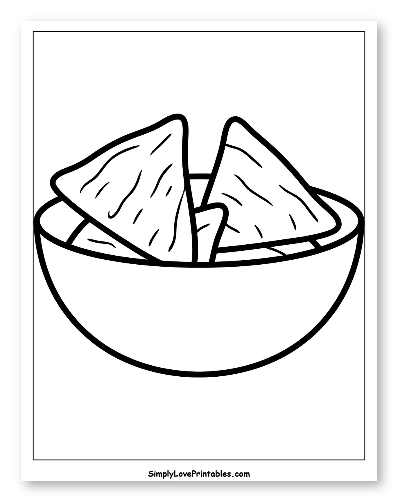 A Bowl of Nachos Coloring Page for Toddlers