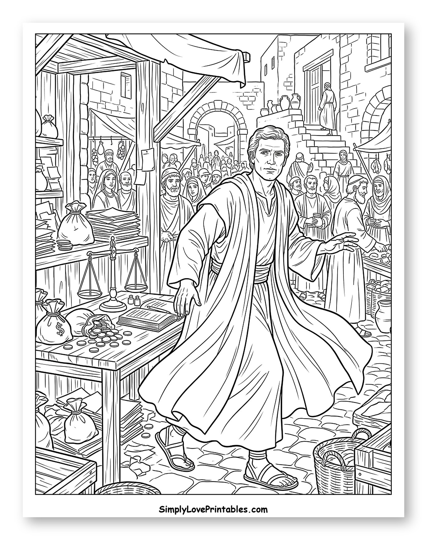 A Disciple in a Lively Ancient Marketplace