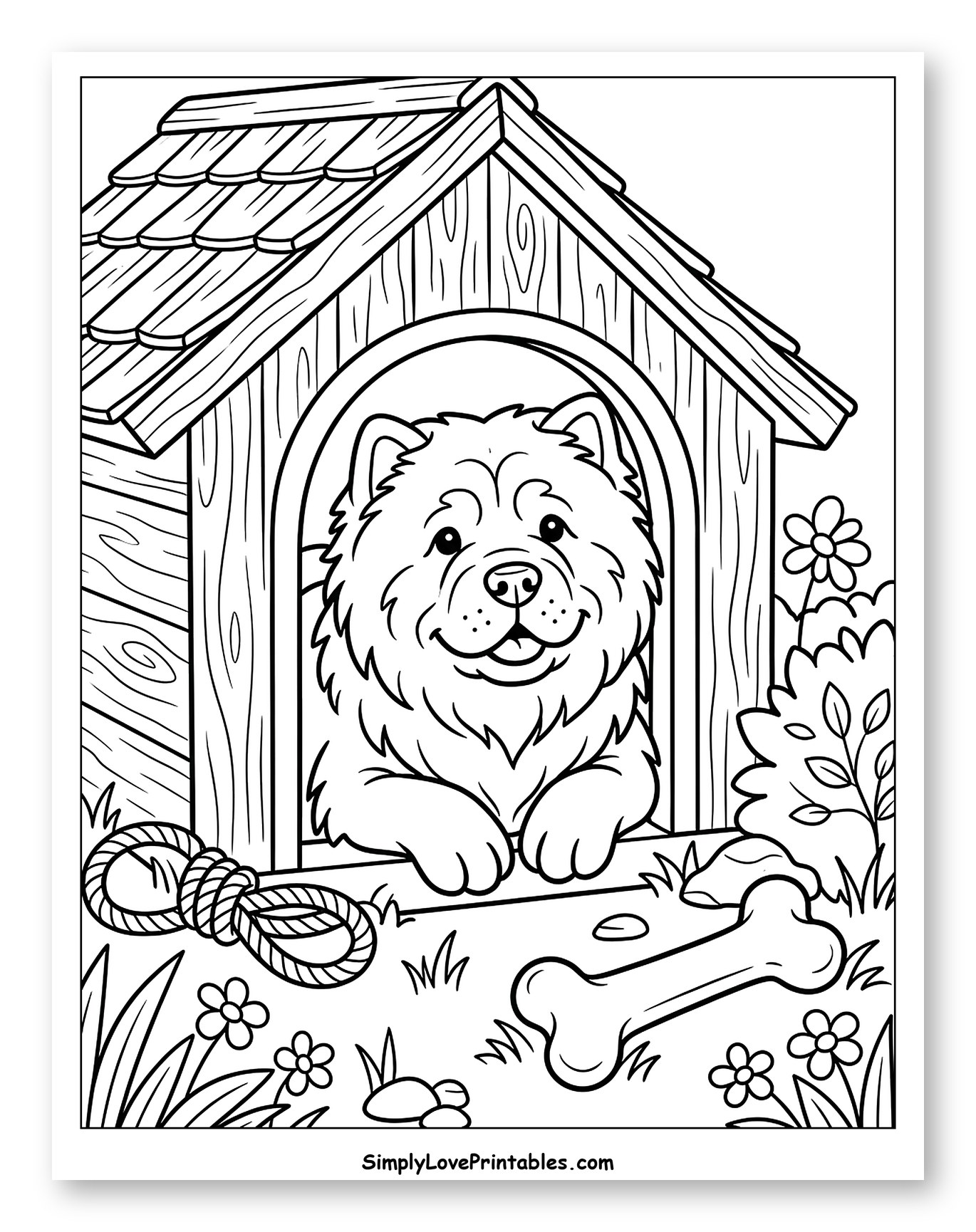 A Happy Chow Chow in its Dog House