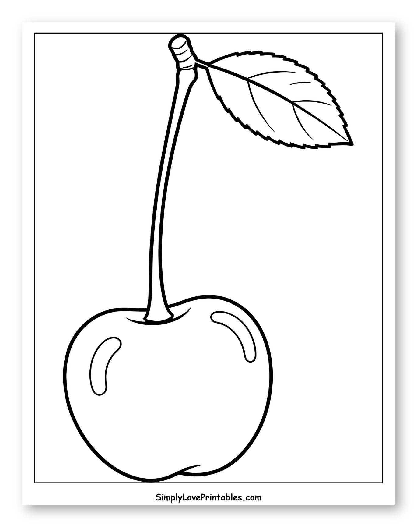A Single Cherry with a Leaf