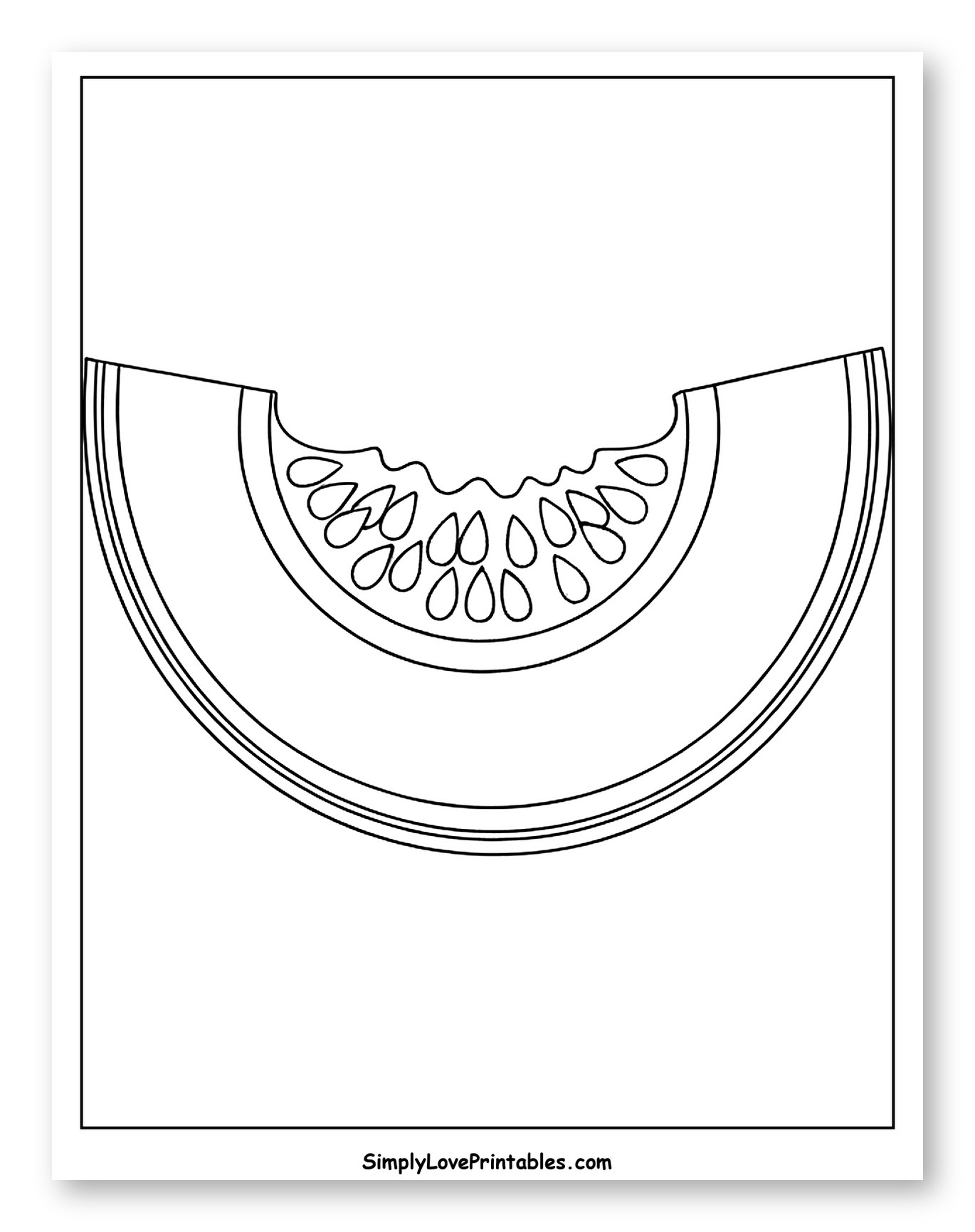 A Single Slice of Cantaloupe with Seeds to Color for Toddlers