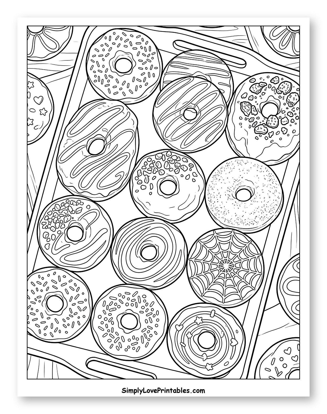 A Tray of Assorted Donuts to Color