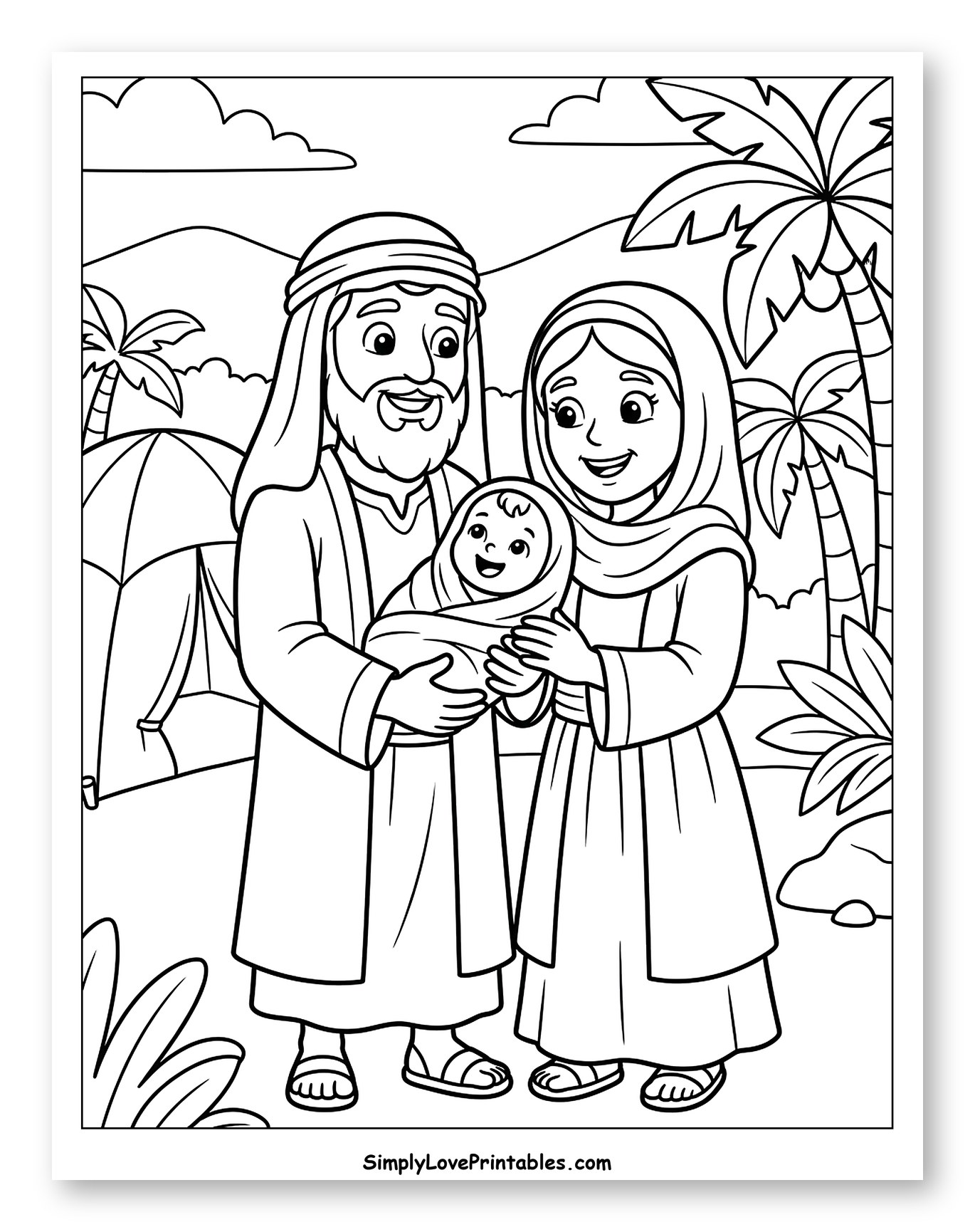 Abraham and Sarah Joyfully Holding Baby Isaac