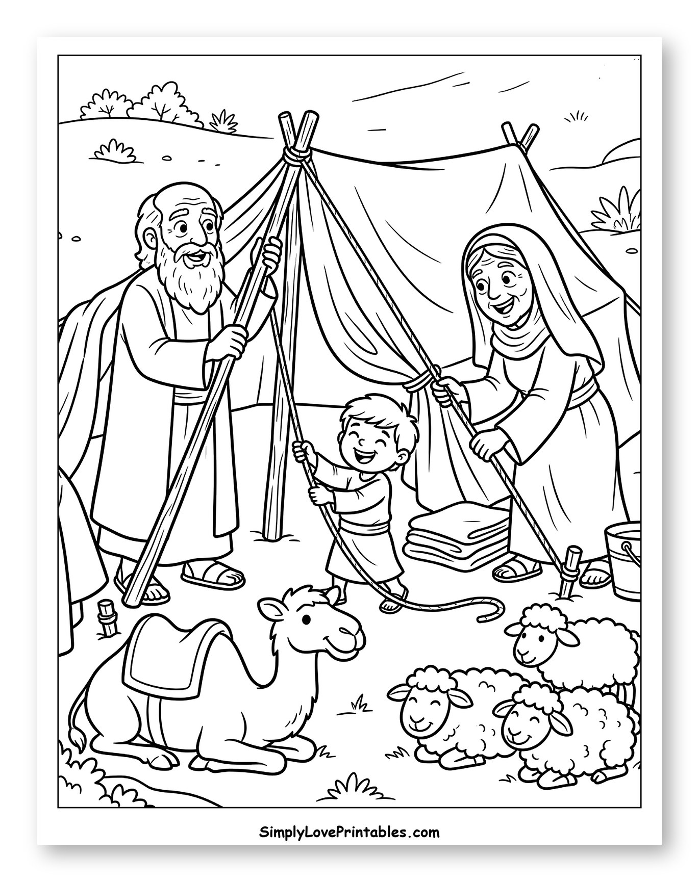 Abraham and Sarah Setting Up Tent