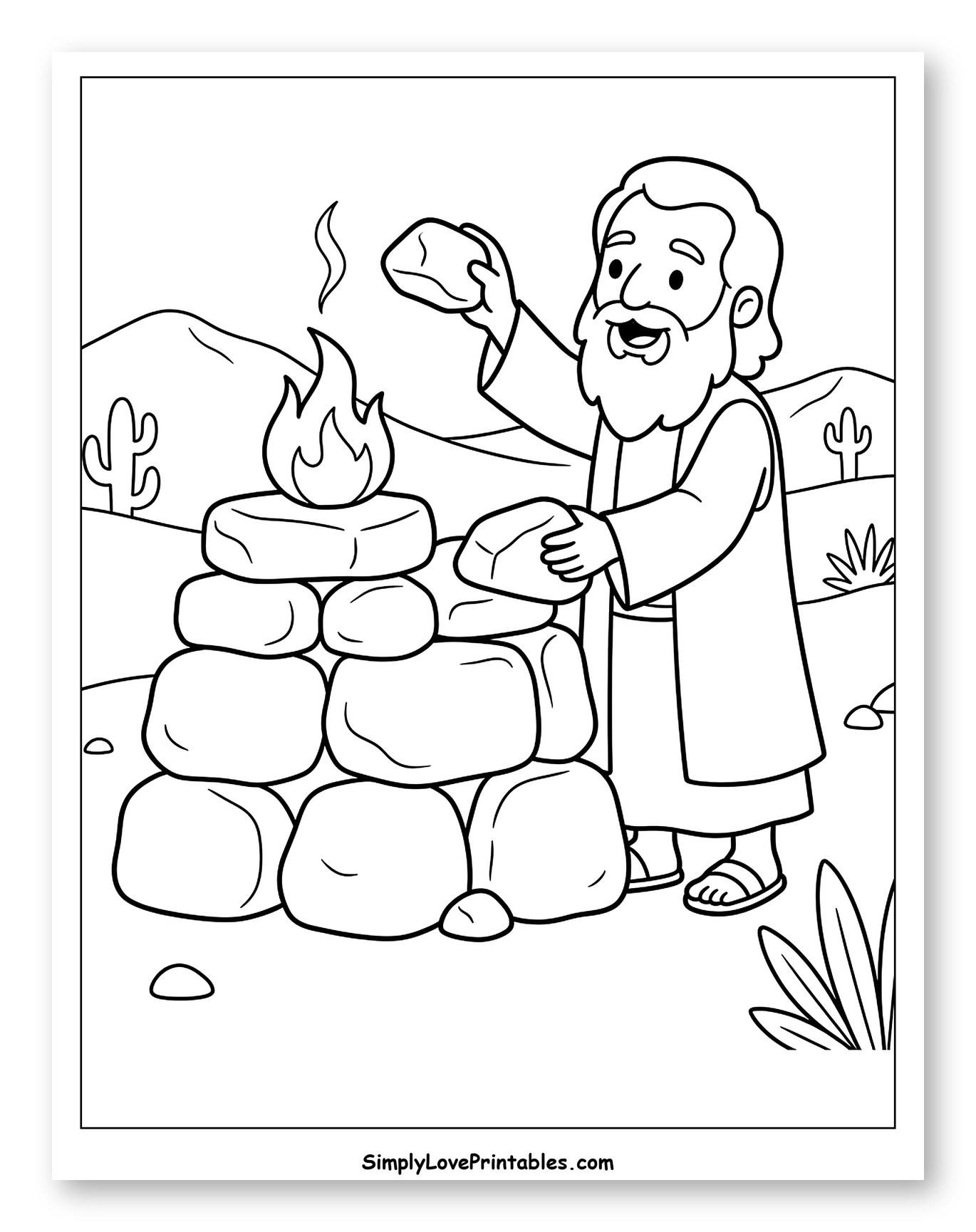 Abraham Building a Simple Altar Coloring Page for Kids