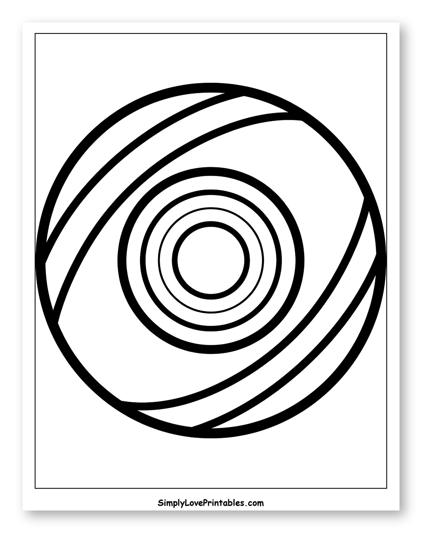 Abstract Spiraling Disc with Parallel Lines Coloring Page for Toddlers