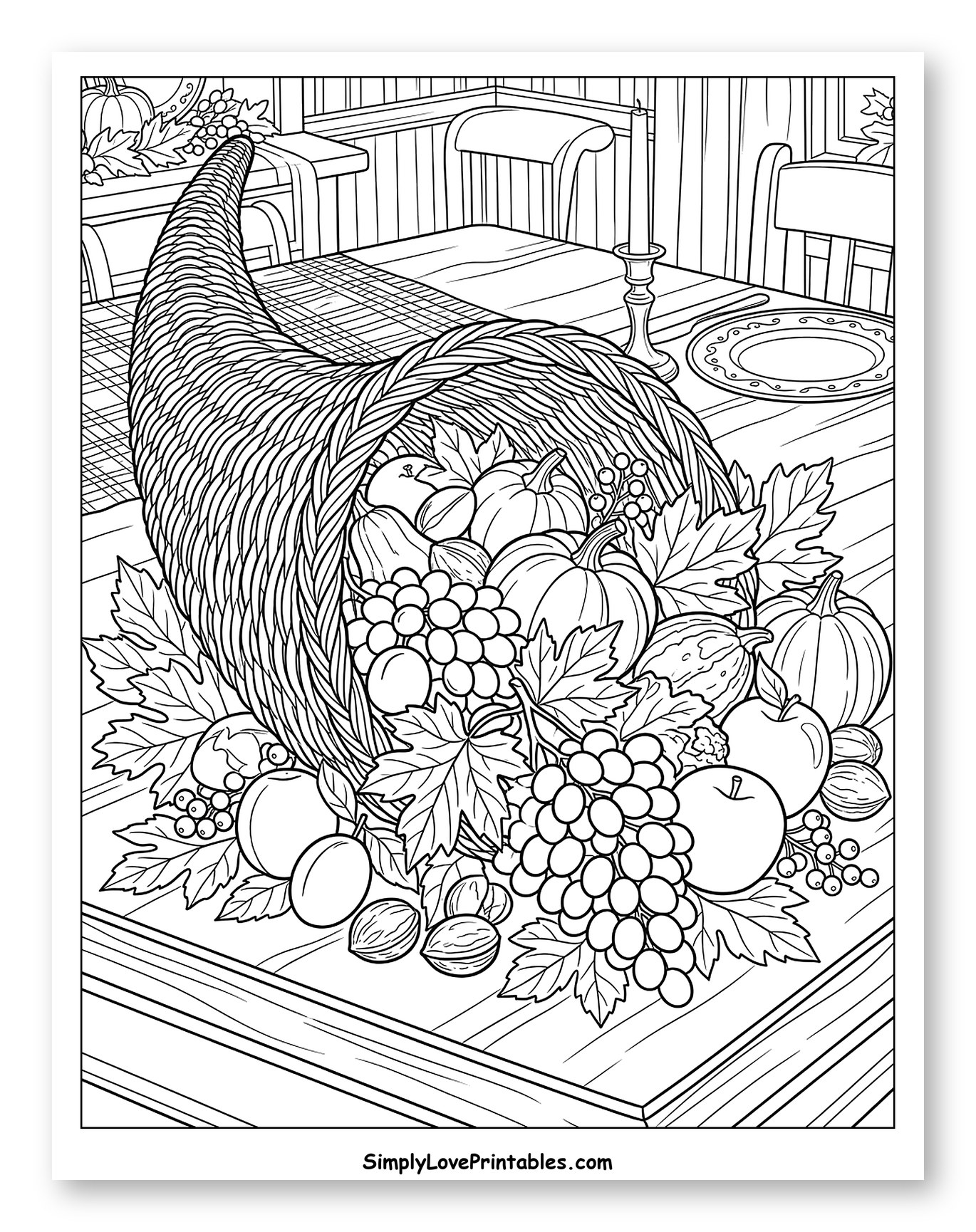 Abundant Cornucopia on a Thanksgiving Table