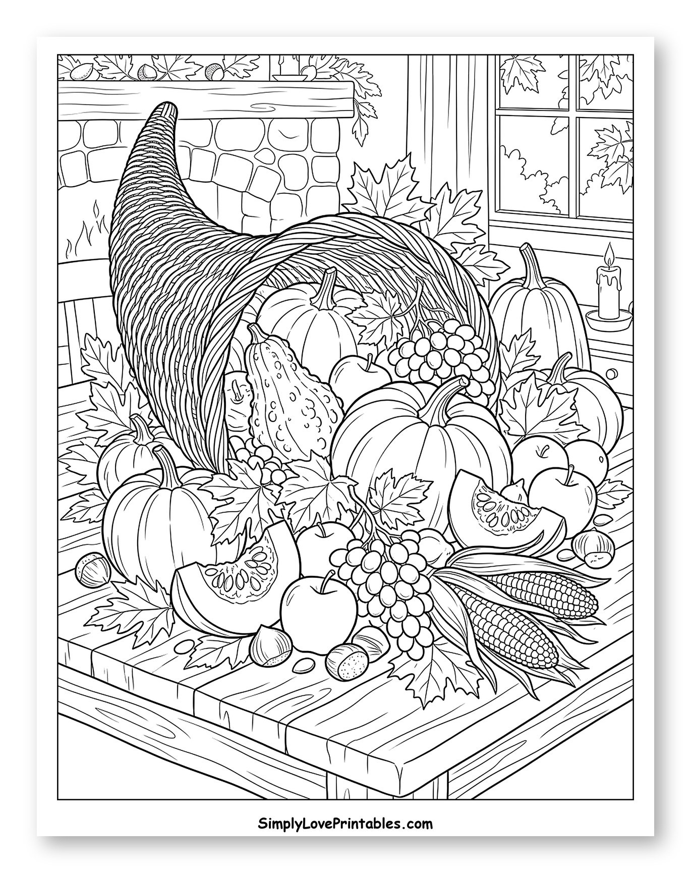 Abundant Harvest Cornucopia on a Wooden Table