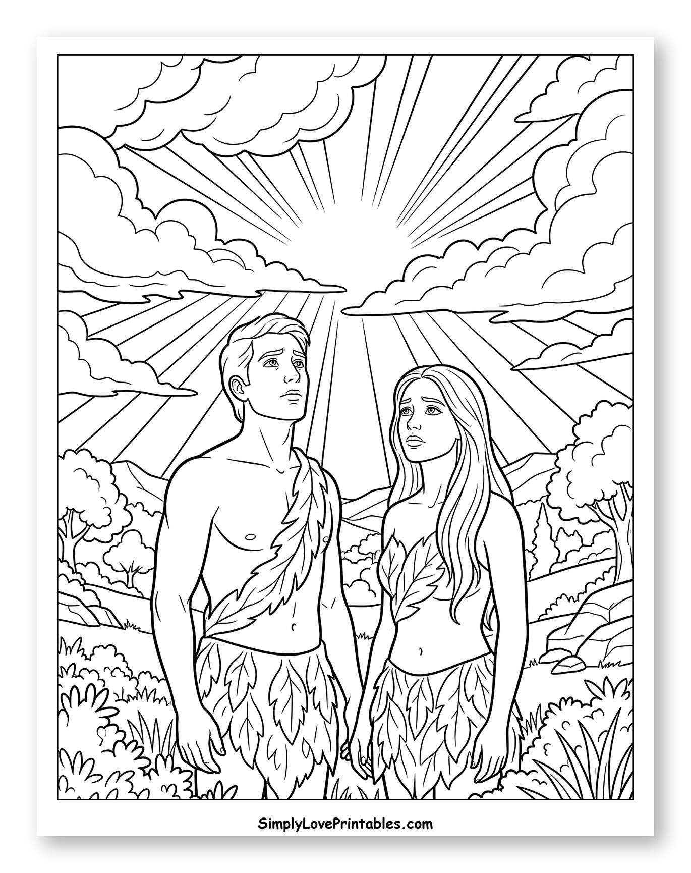 Adam and Eve Looking Up at Sunlight