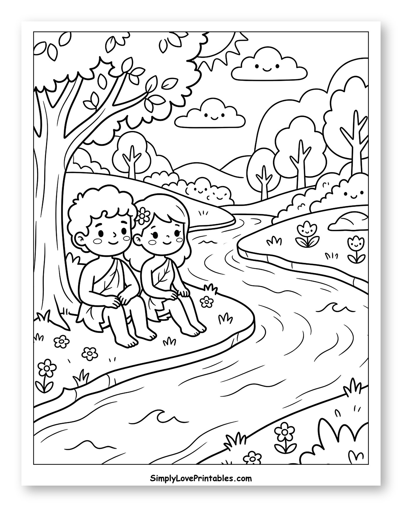 Adam and Eve Watching a River Flow