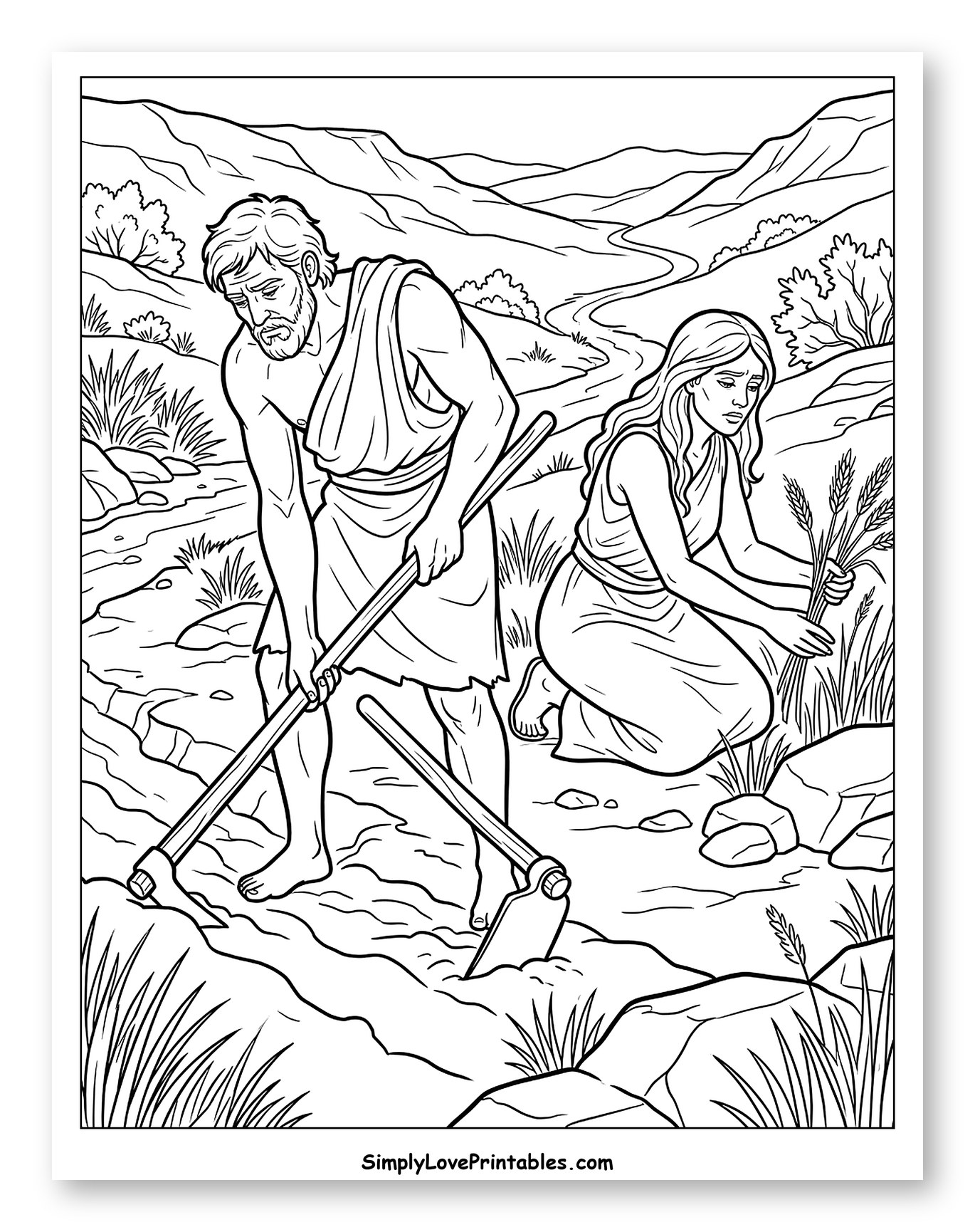 Adam and Eve Working the Land