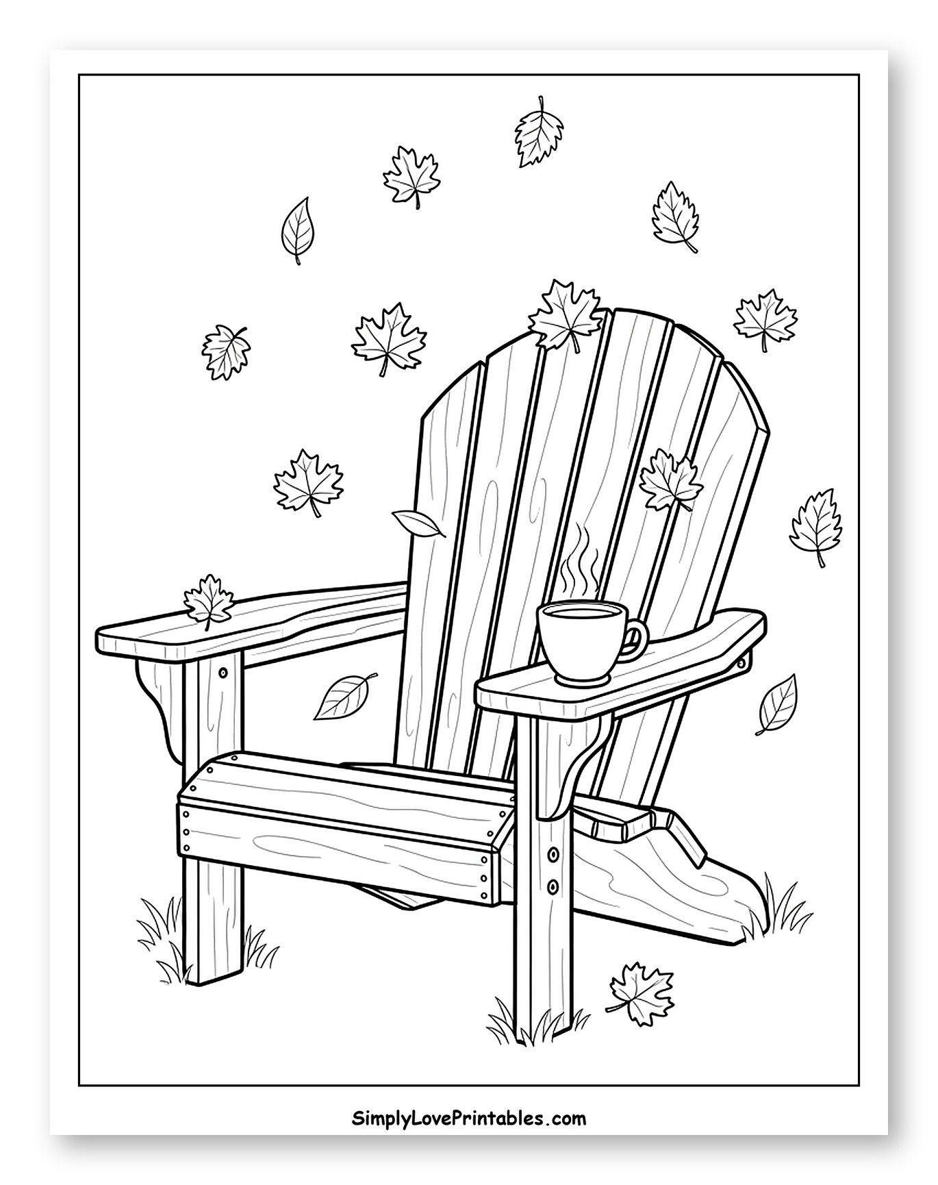 Adirondack Chair with Falling Autumn Leaves