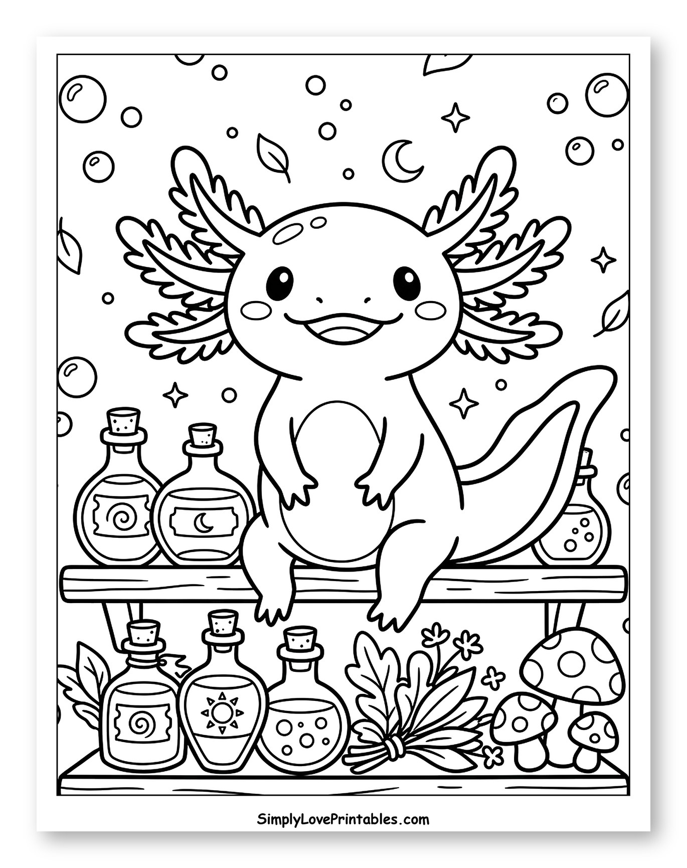 Adorable Axolotl on Potion Shelf