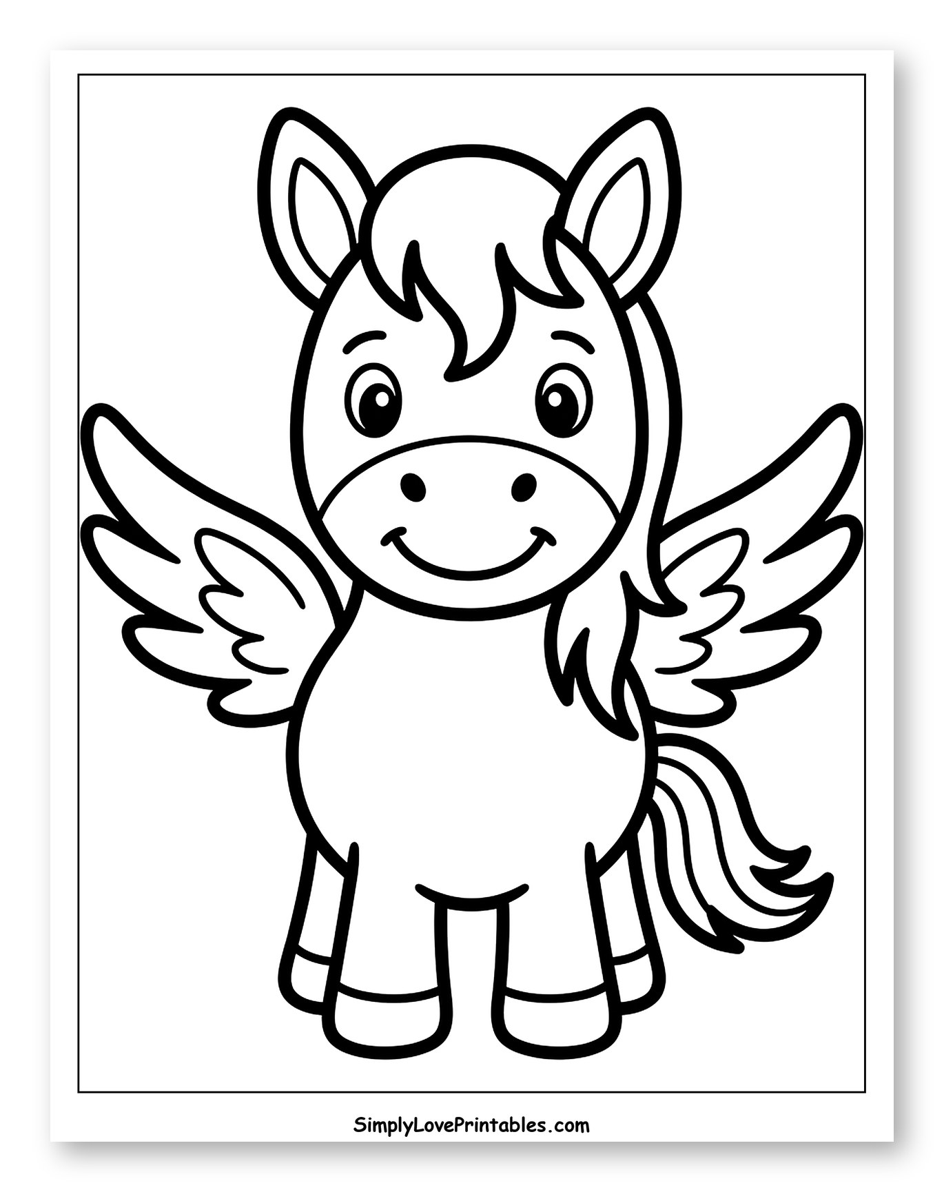Adorable Baby Pegasus with Wings to Color for Toddlers