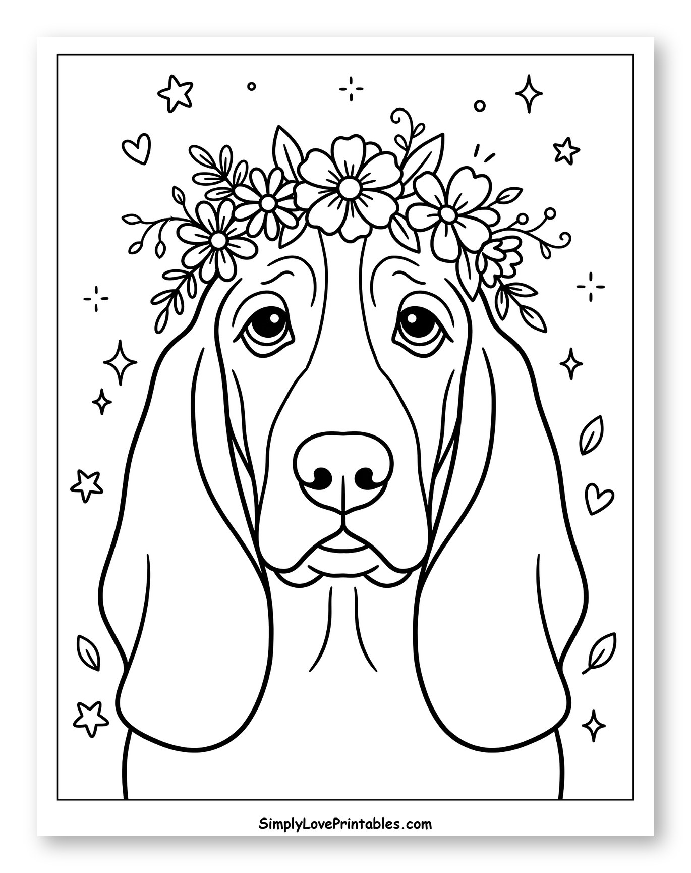 Adorable Basset Hound with Flower Crown