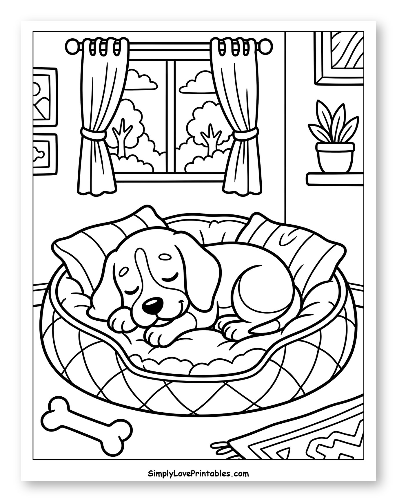 Adorable Beagle Sleeping in Dog Bed