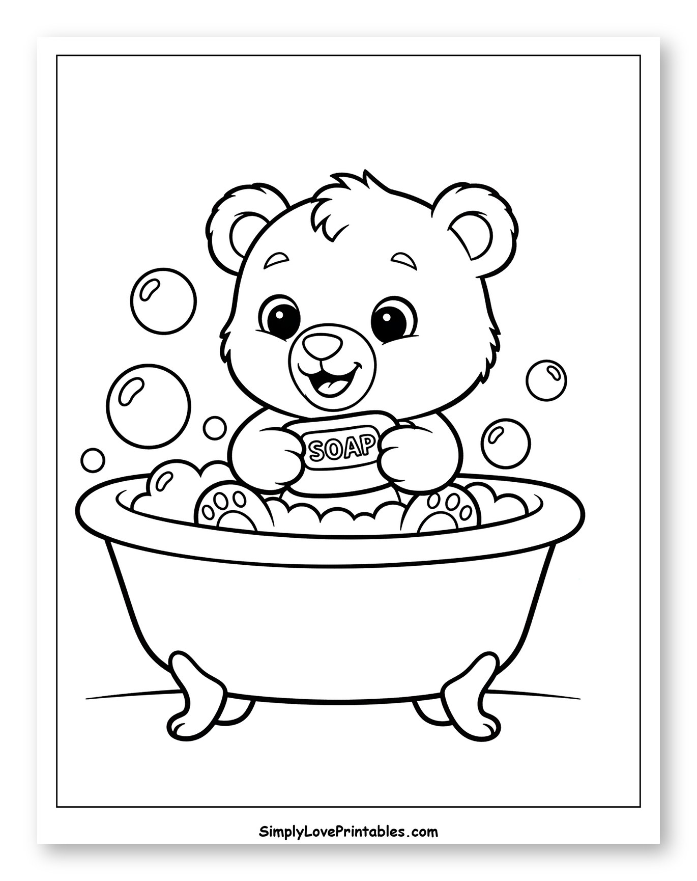 Adorable Bear Enjoying a Bubble Bath