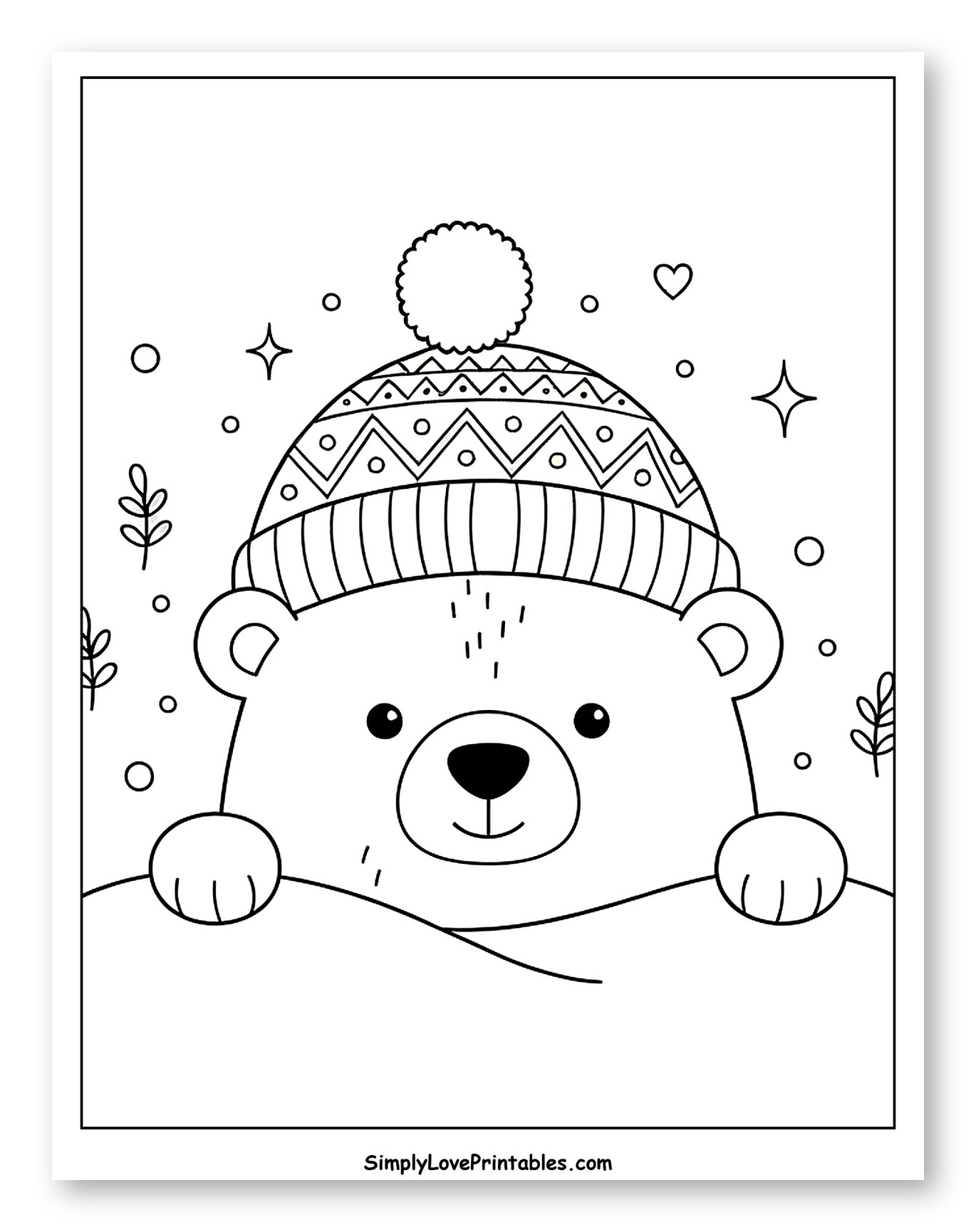 Adorable Bear Peeking in Winter Hat