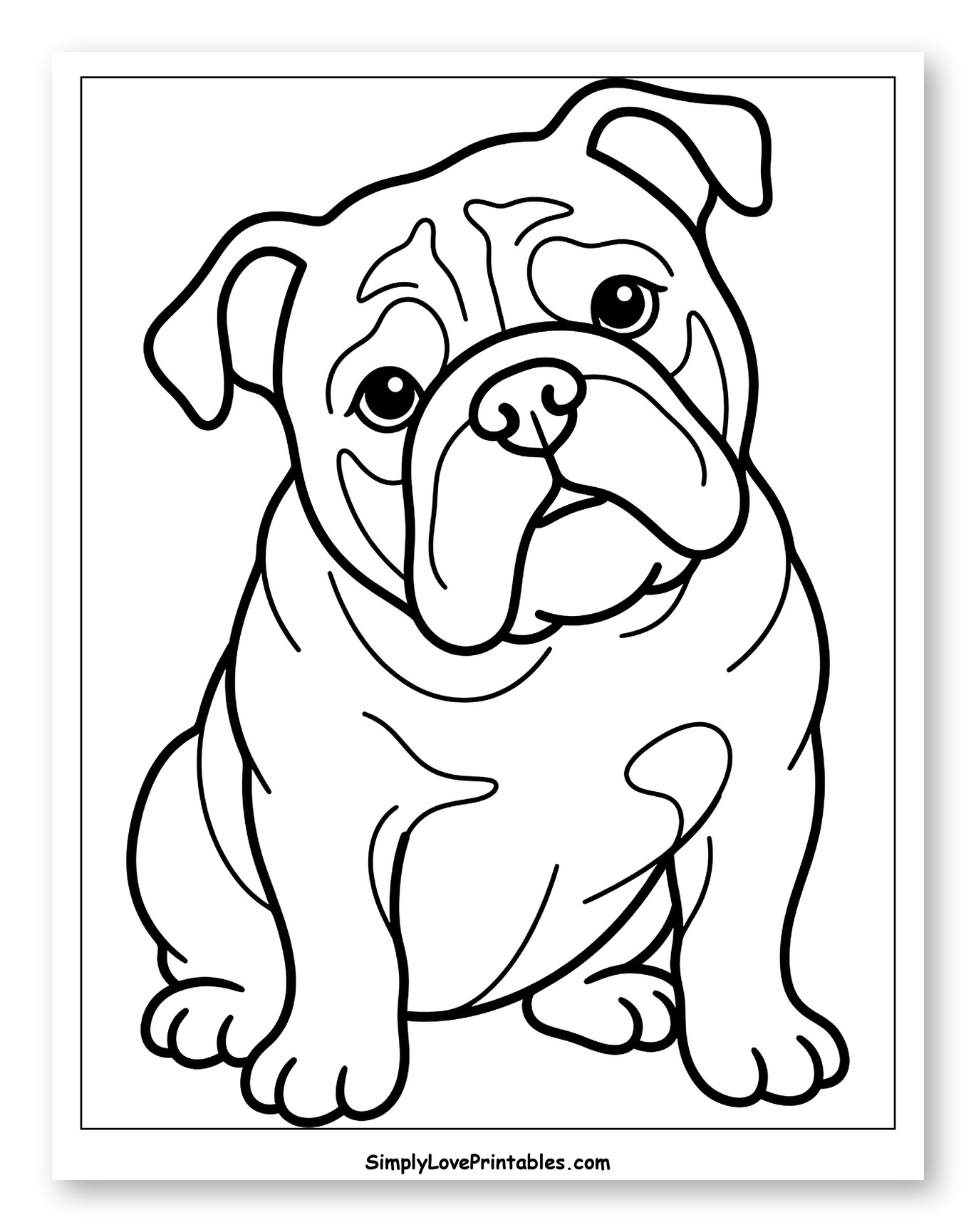 Adorable Bulldog Puppy Sitting Outline