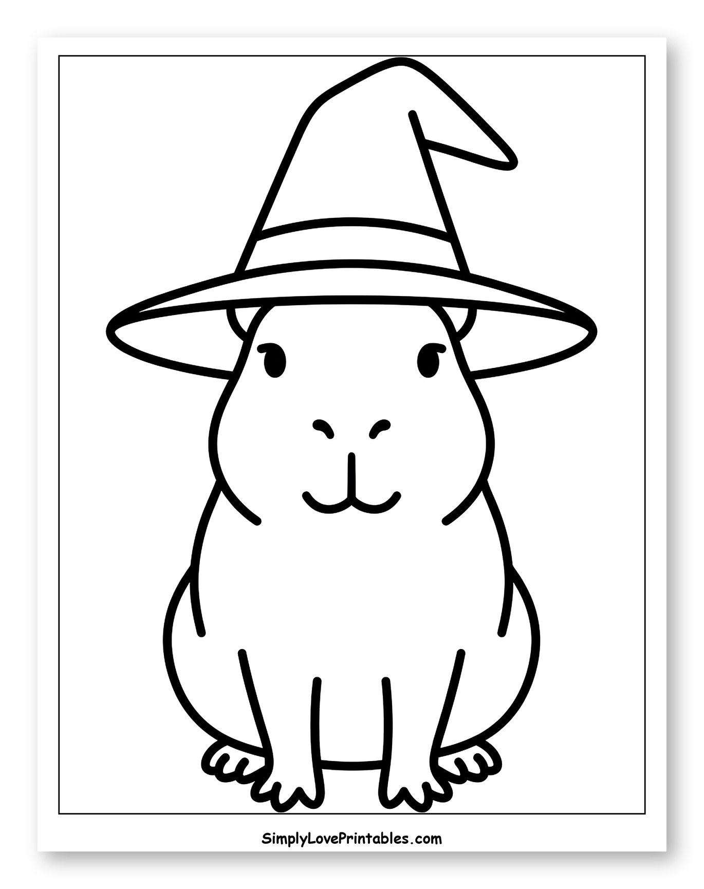 Adorable Capybara Wearing a Witch Hat
