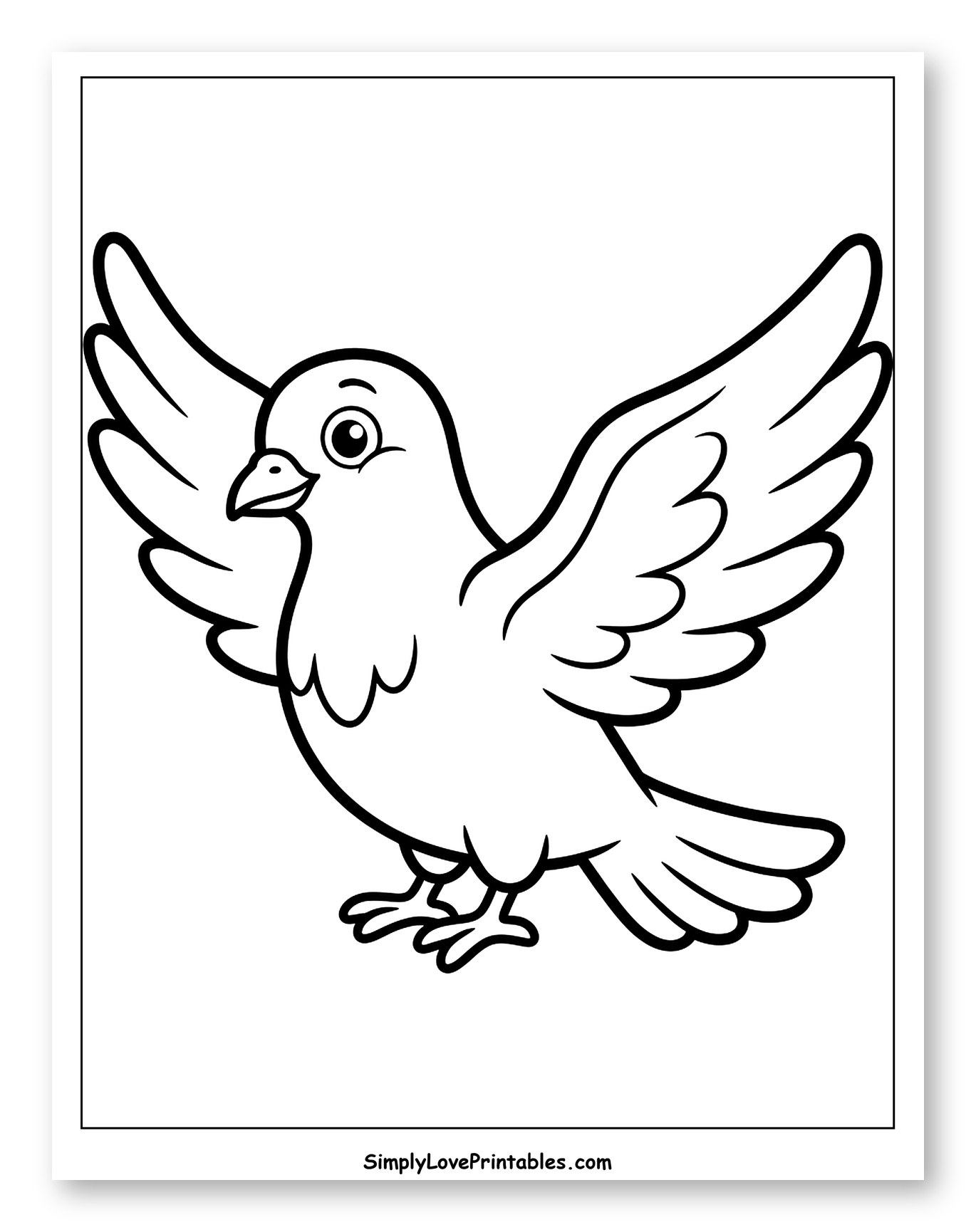 Adorable Cartoon Dove with Outstretched Wings