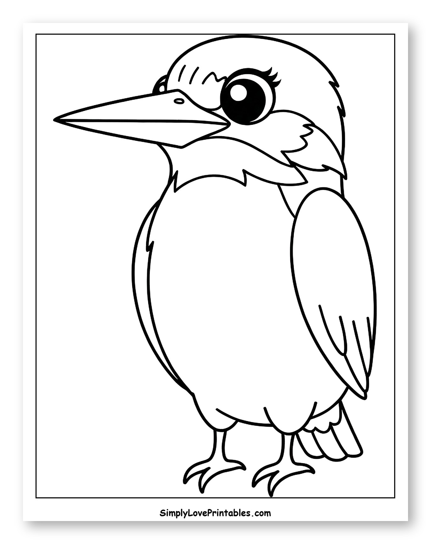 Adorable Cartoon Kingfisher Standing