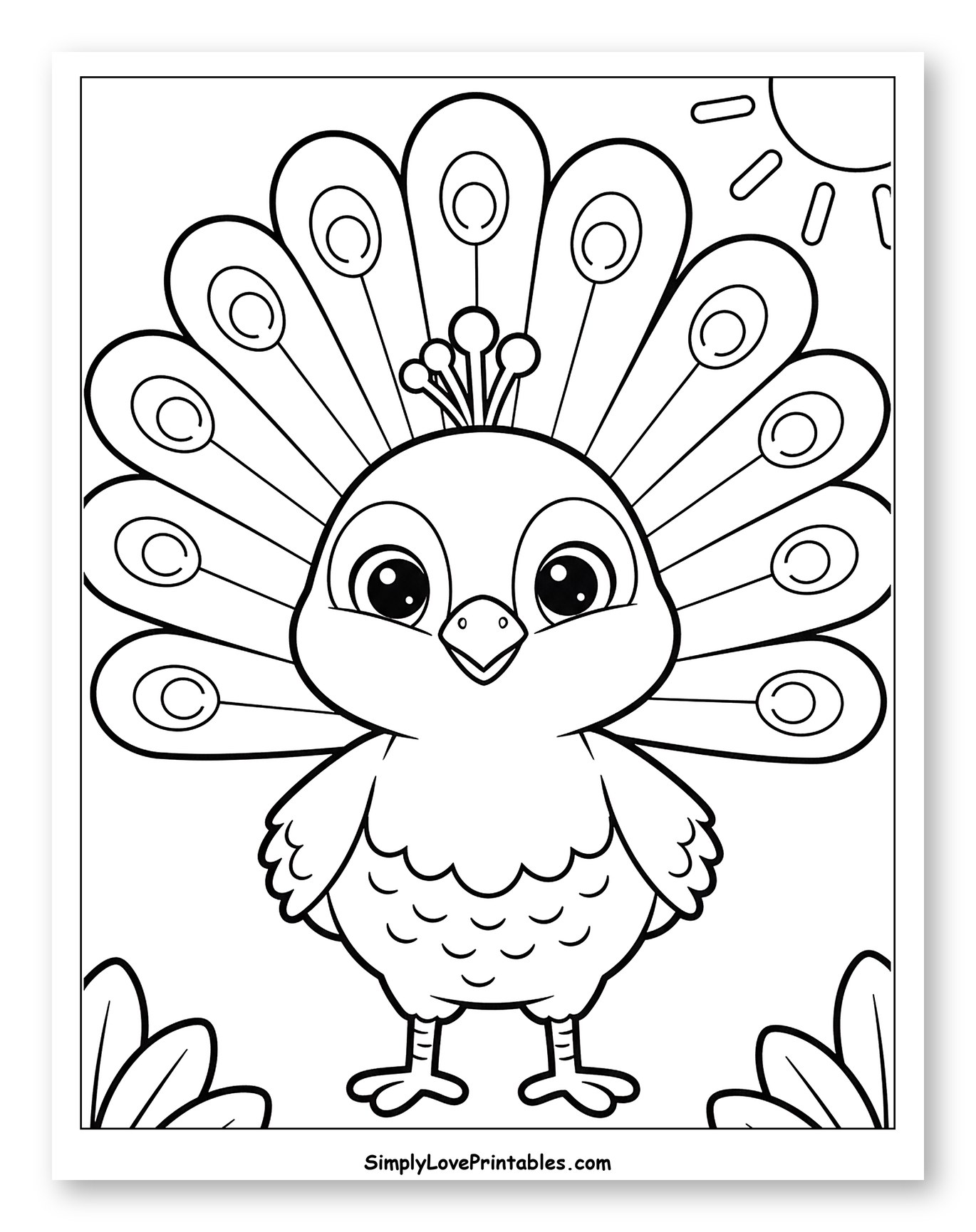 Adorable Cartoon Peacock Under the Sun