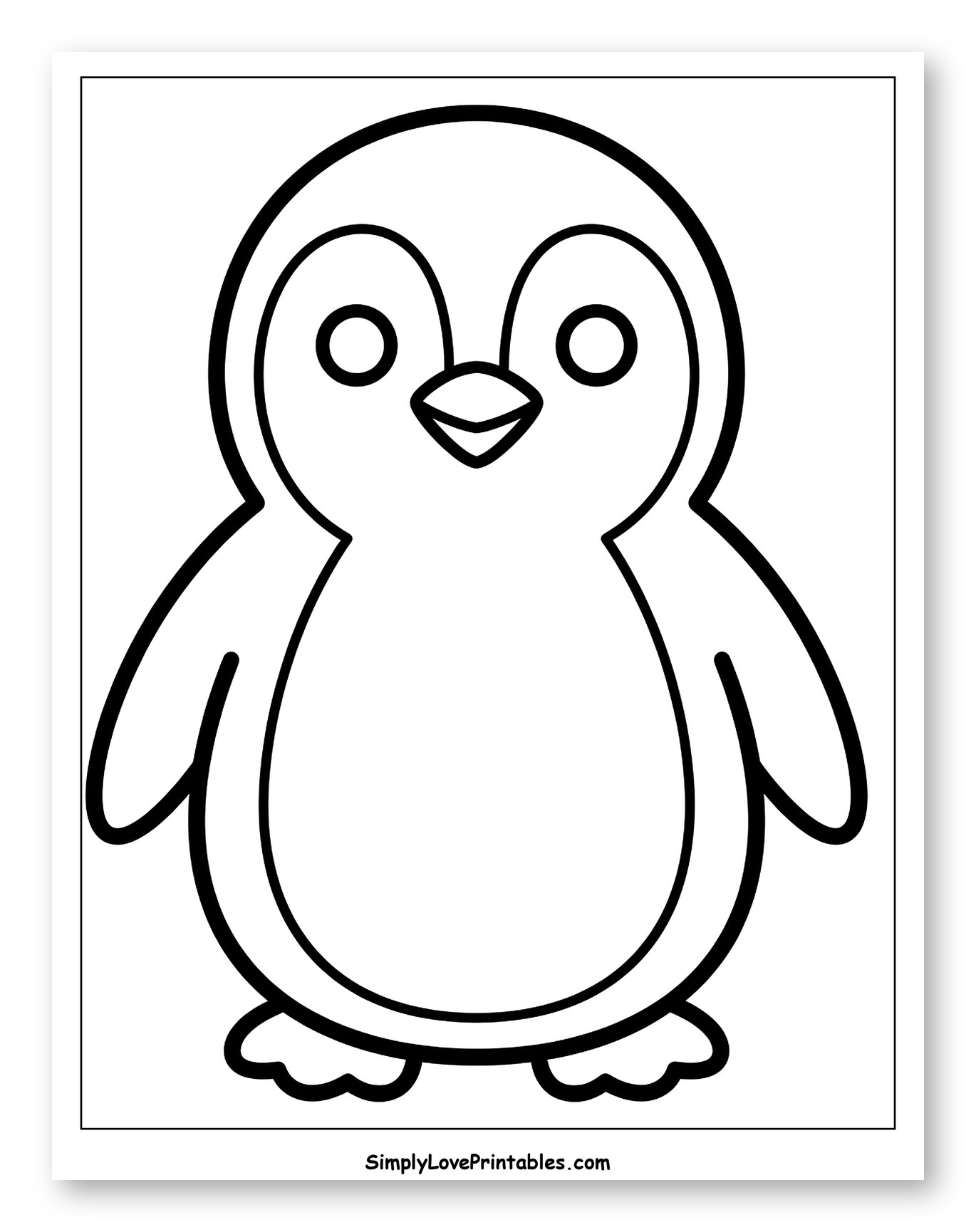 Adorable Cartoon Penguin Outline to Color for Toddlers