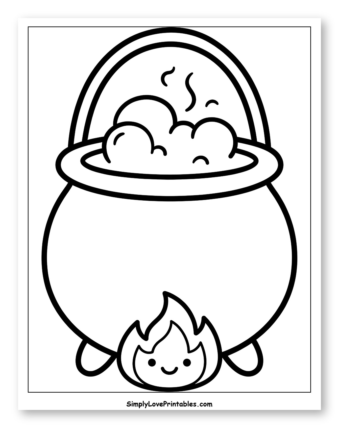 Adorable Cauldron Brewing with Happy Fire