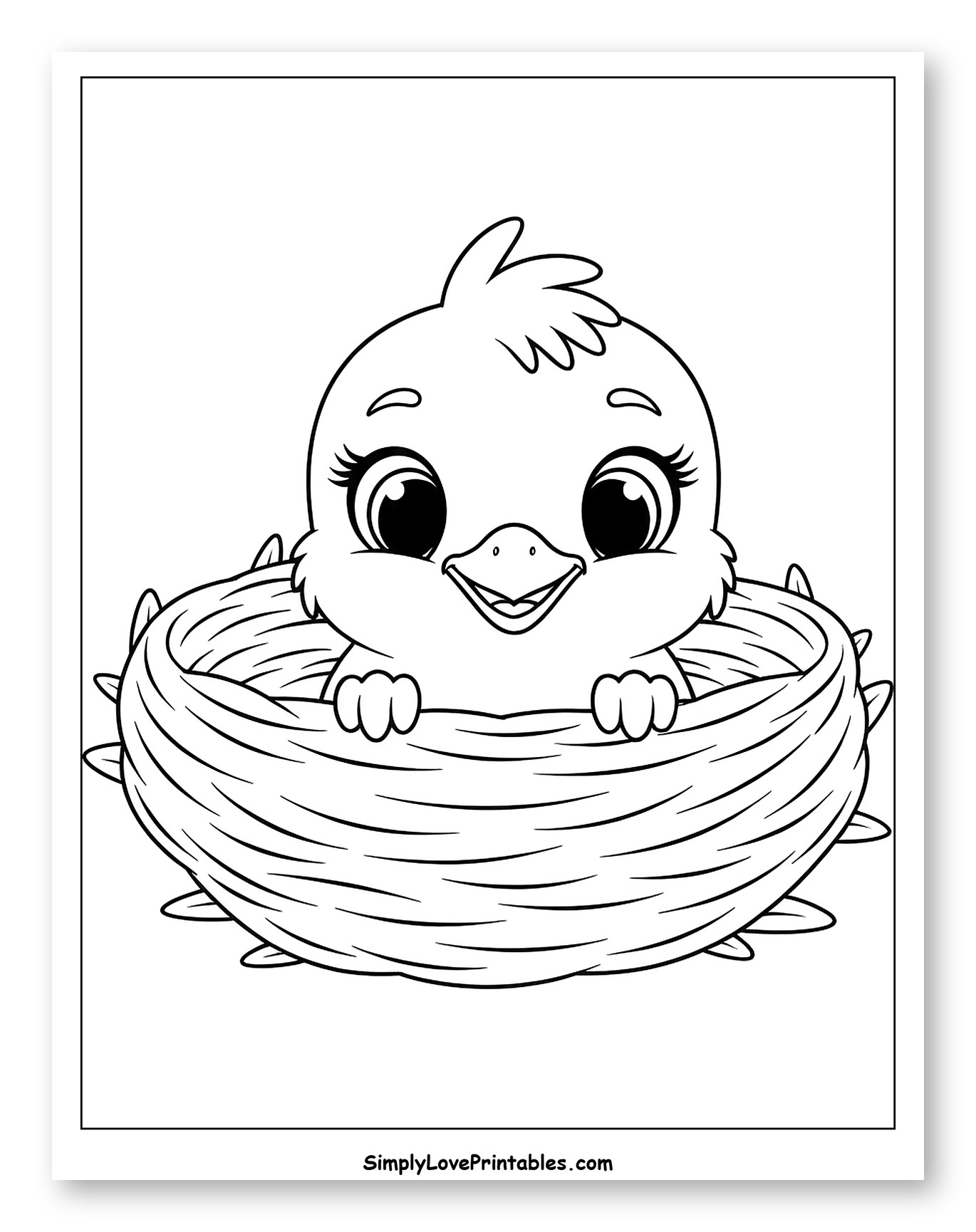 Adorable Chick Peeking from Nest to Color for Toddlers