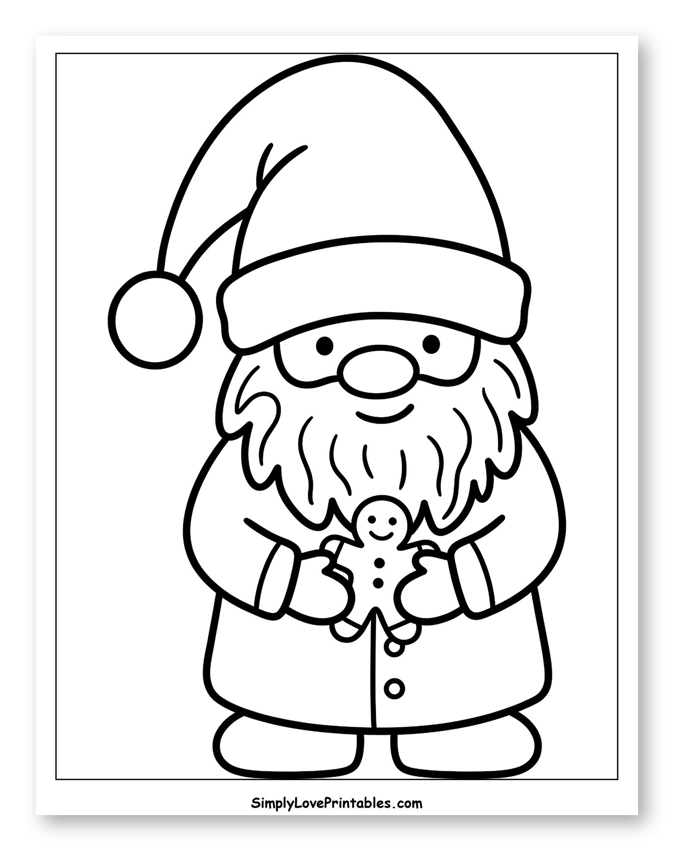 Adorable Christmas Gnome Holding a Gingerbread Man