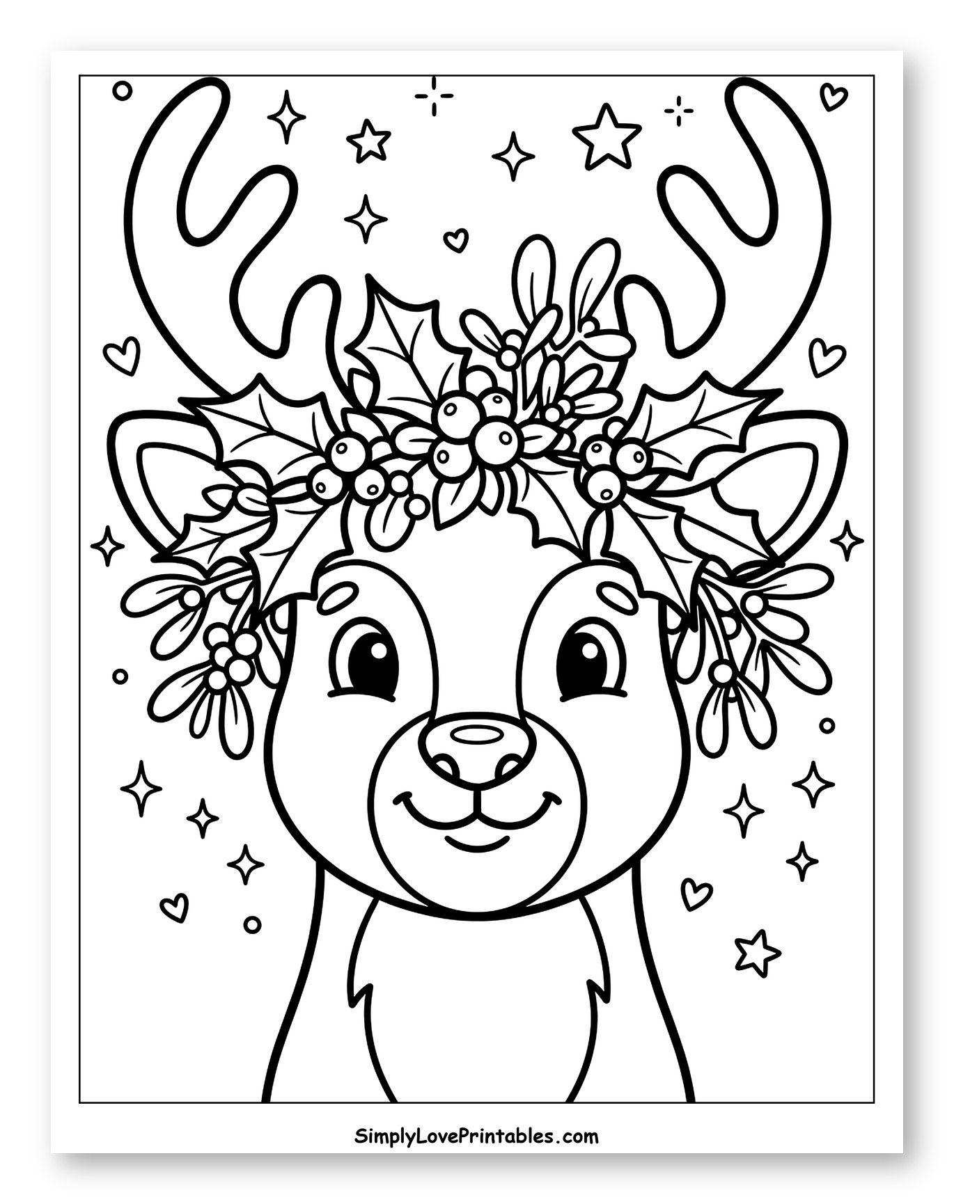 Adorable Christmas Reindeer with Festive Holly Crown