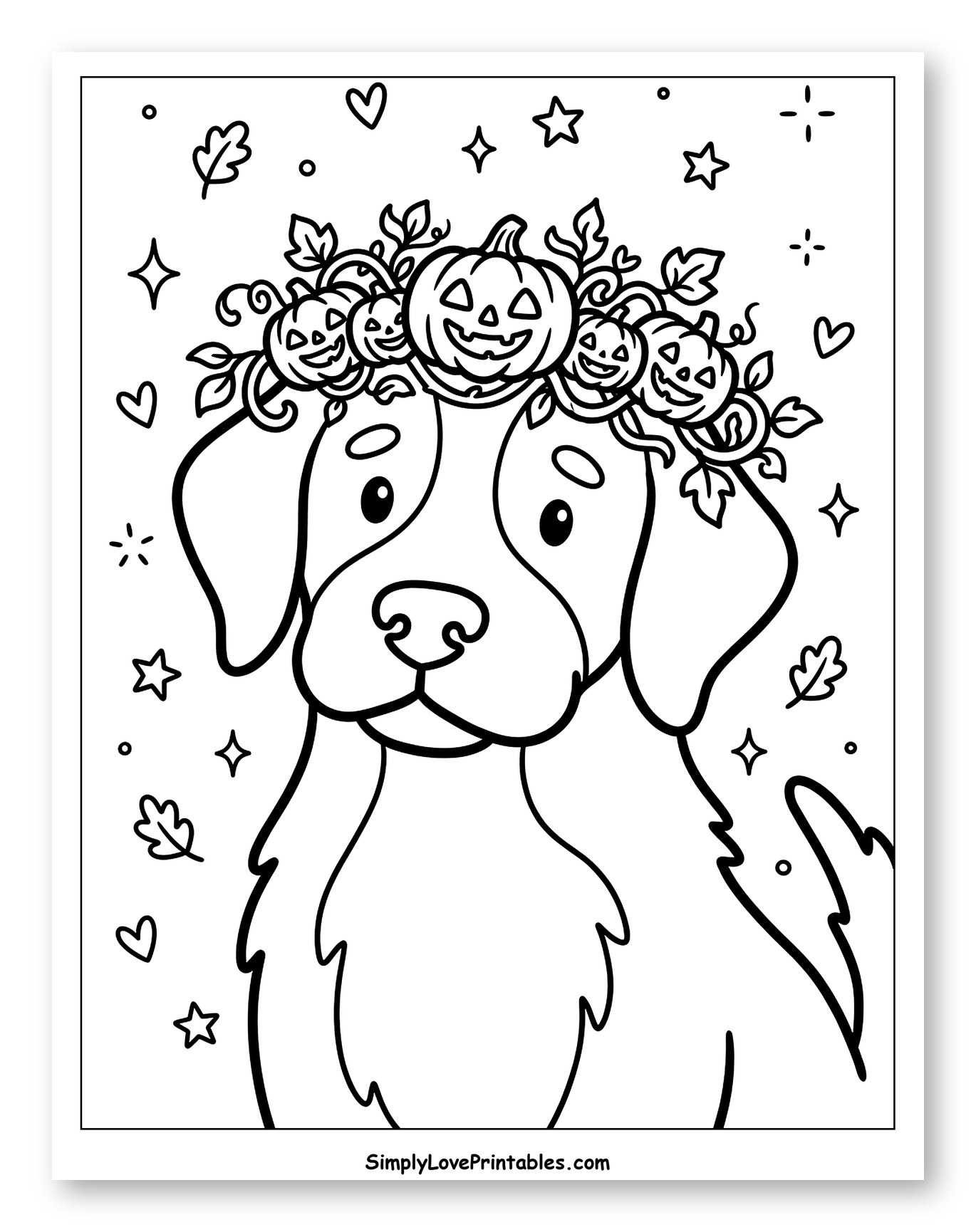 Adorable Dog with Jack-o'-Lantern Wreath