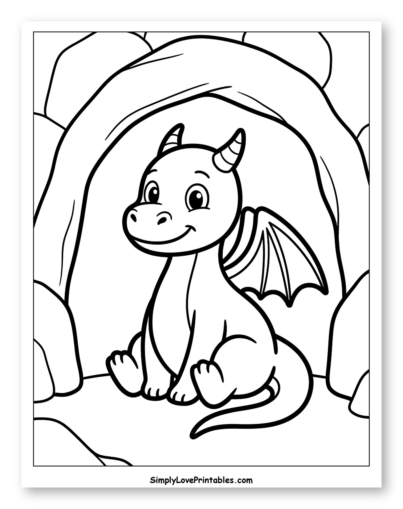 Adorable Dragon Hatchling Sitting in Cave