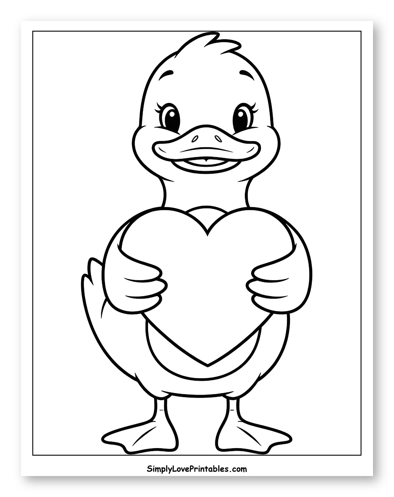 Adorable Duck Holding a Love Heart