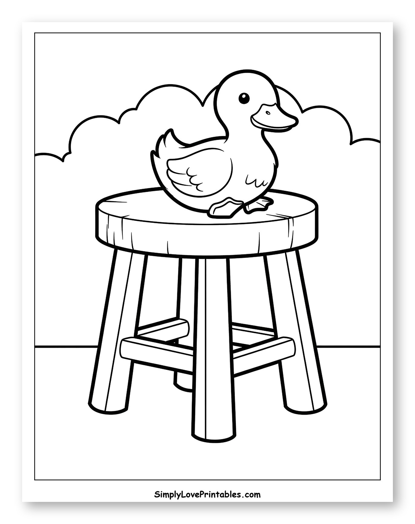 Adorable Duck on a Small Stool