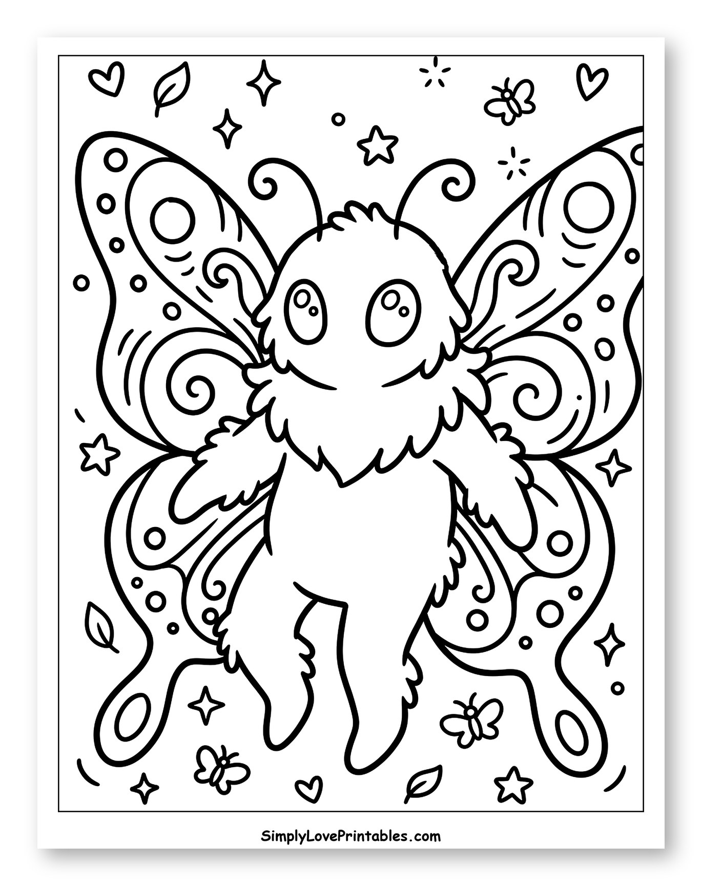 Adorable Fluffy Moth with Decorated Wings