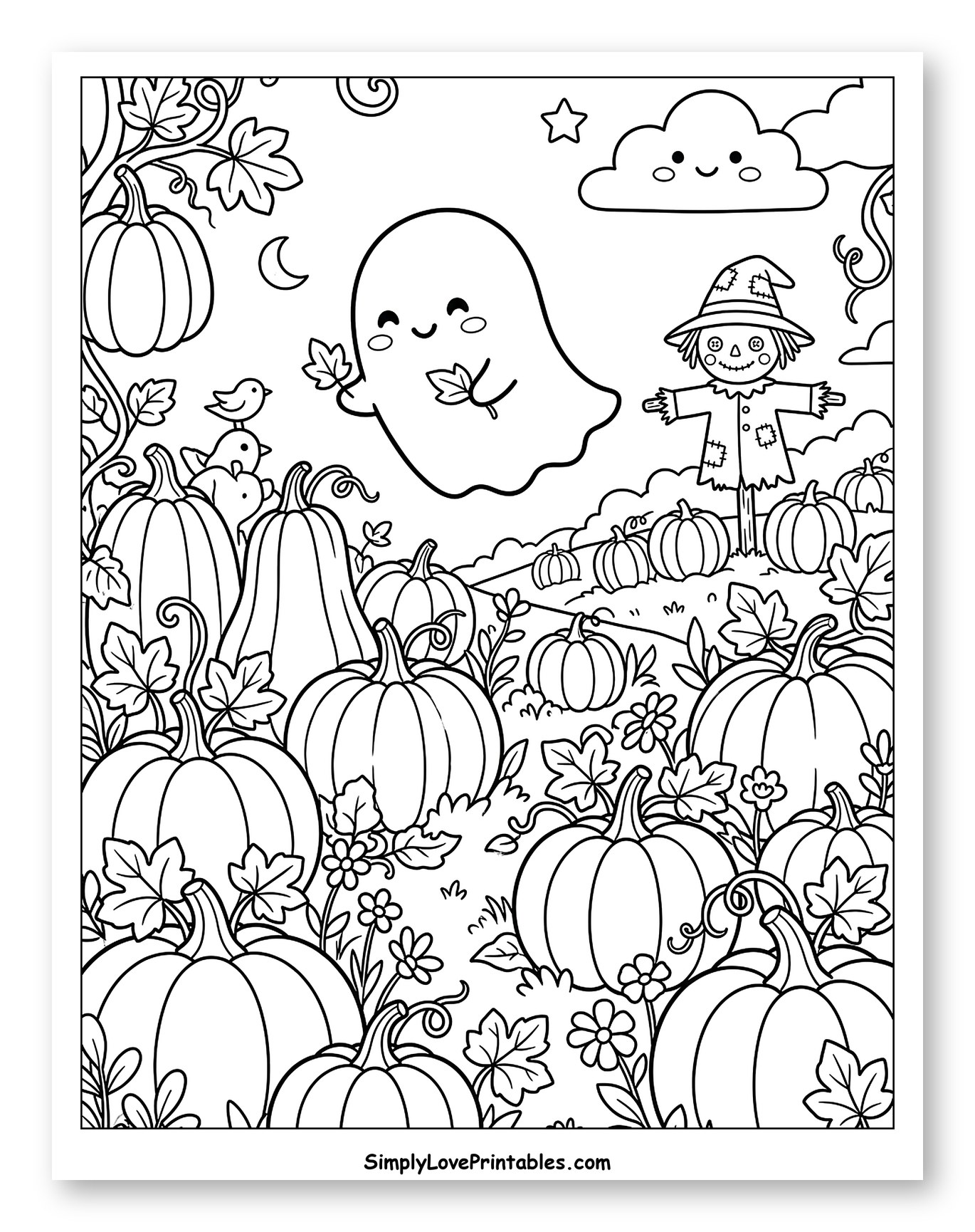 Adorable Ghost Playing in a Pumpkin Patch