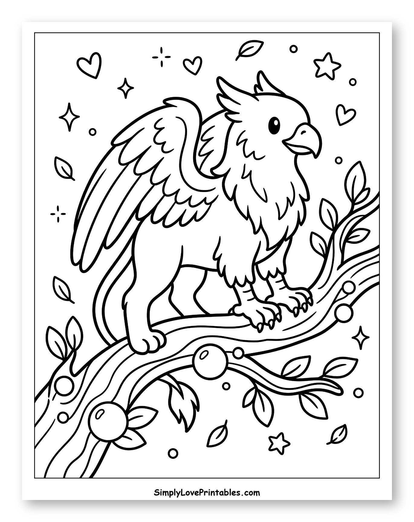 Adorable Griffin Perched on a Tree Branch