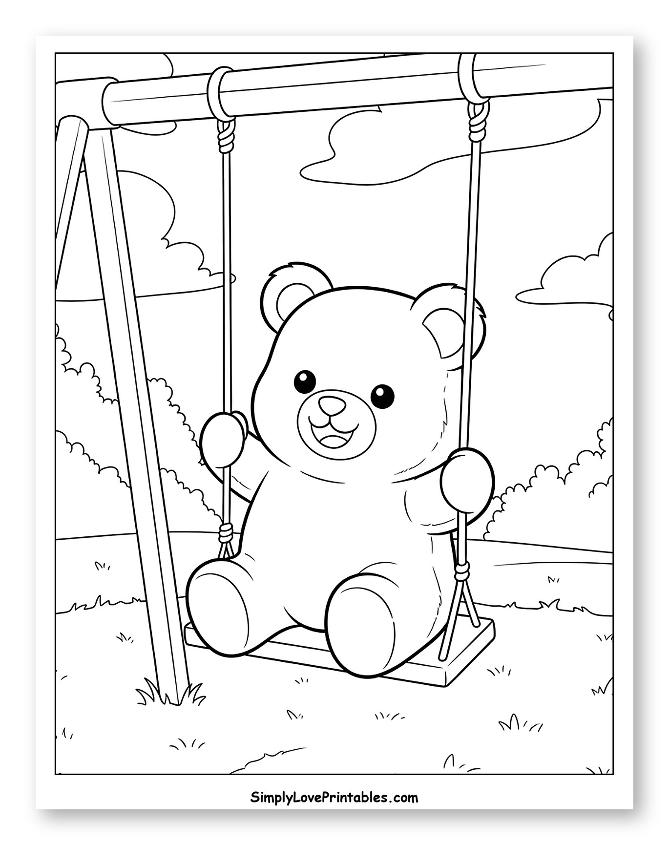 Adorable Gummy Bear on a Playground Swing
