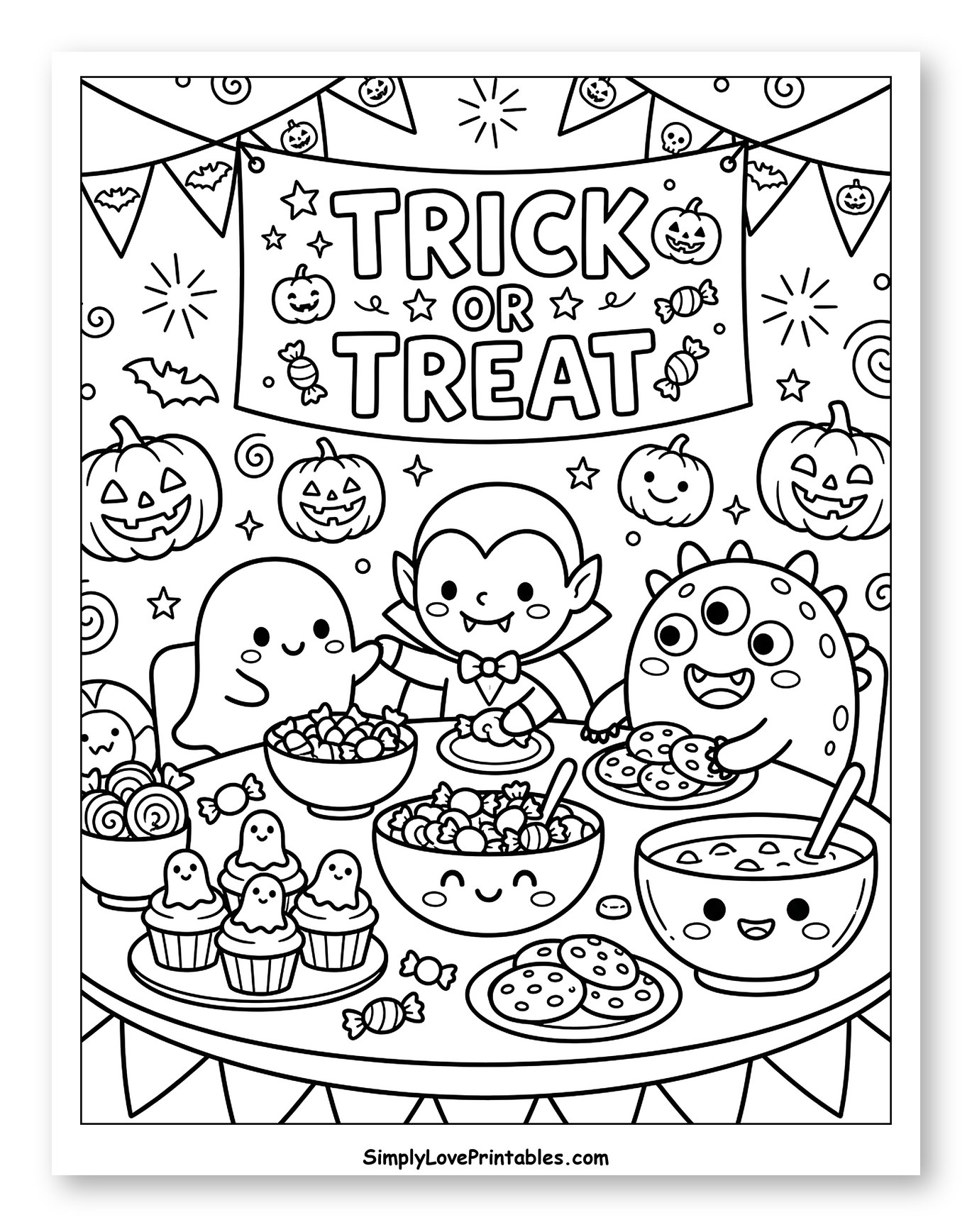 Adorable Halloween Feast with Vampire and Ghost