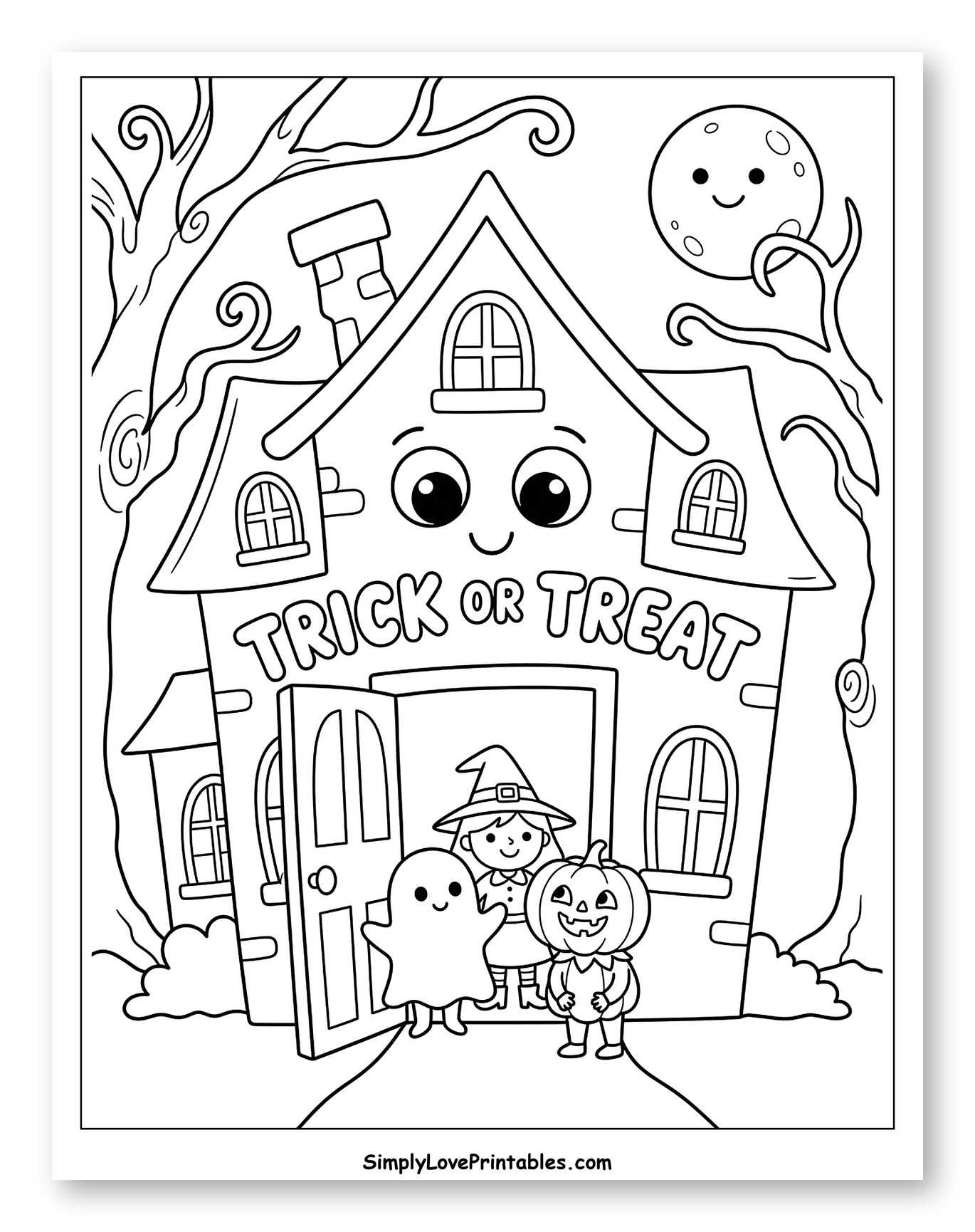 Adorable Halloween House and Trick-or-Treaters