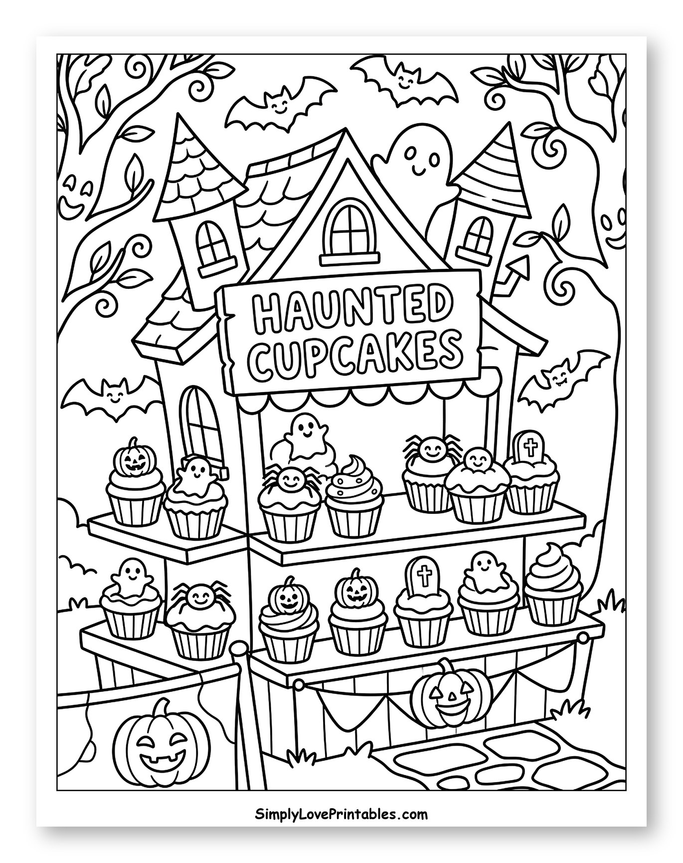 Adorable Haunted Cupcake Stand with Spooky Treats